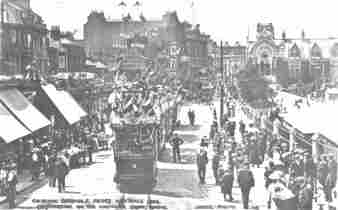 Hastings Town Hall and Decorated Tramcars 1906