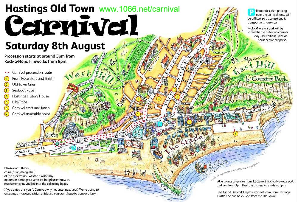 Hastings Old Town Carnival map 2009
