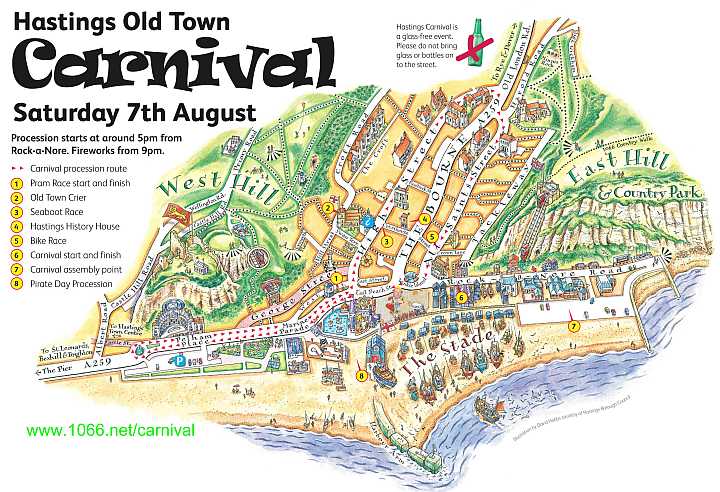 Hastings Old Town Carnival Map 2010 