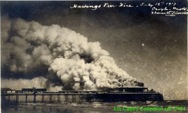 "Hastings Pier Fire, July 15th 1917, Croyle photo 3 Norman Road St.Leonards" 