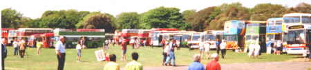 Line up of visiting buses